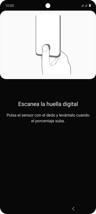 Sigue las indicaciones de la pantalla para crear una huella digital como código de seguridad.
