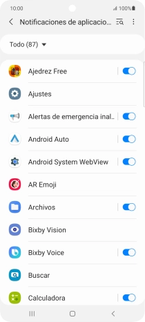 Pulsa el indicador junto a las apps deseadas para activar o desactivar la función.