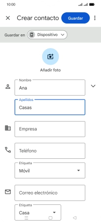 Pulsa Teléfono e introduce el número de teléfono deseado.