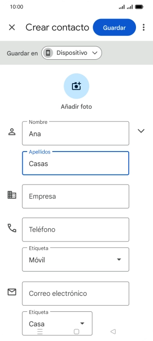 Pulsa Teléfono e introduce el número de teléfono deseado.