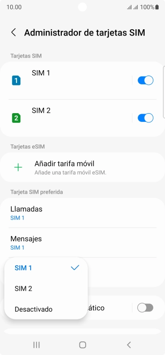 Pulsa el ajuste deseado.