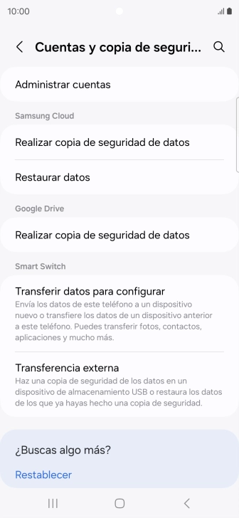 Pulsa Administrar cuentas.