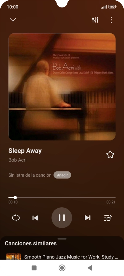 Pulsa la flecha hacia la derecha para ir al archivo de música siguiente.