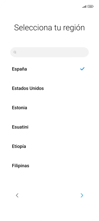 Pulsa el país o el área deseados.