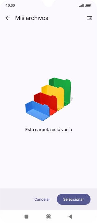 Si deseas crear una nueva carpeta, pulsa el icono de nueva carpeta y sigue las indicaciones de la pantalla para crearla.