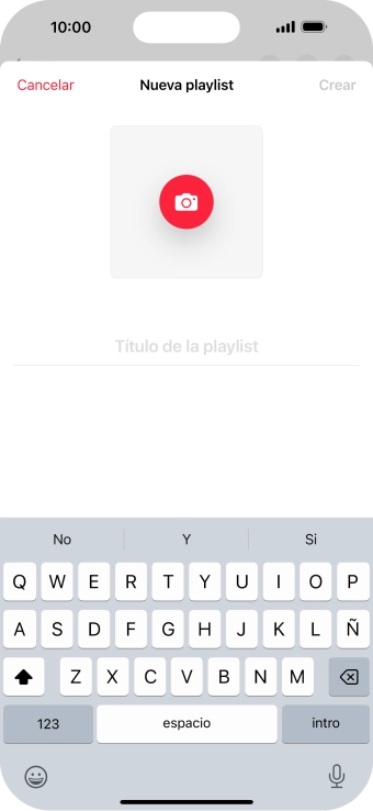 Pulsa en el campo de escritura e introduce el nombre de la lista de reproducción.