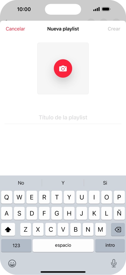 Pulsa en el campo de escritura e introduce el nombre de la lista de reproducción.