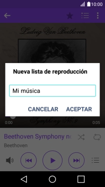 Introduce el nombre deseado de la lista de reproducción y pulsa ACEPTAR.