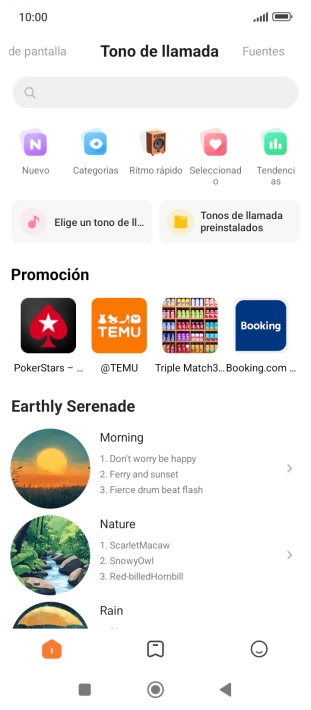 Si deseas seleccionar un timbre de llamada que no sea un timbre de llamada predeterminado, pulsa Elige un tono de lla... y sigue las indicaciones de la pantalla para seleccionar la melodía deseada.