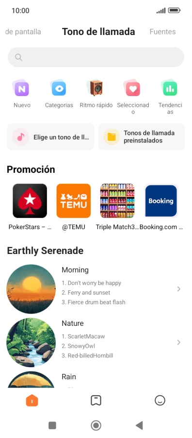 Si deseas seleccionar un timbre de llamada que no sea un timbre de llamada predeterminado, pulsa Elige un tono de lla... y sigue las indicaciones de la pantalla para seleccionar la melodía deseada.