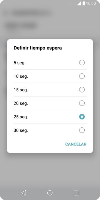 Si desvías las llamadas perdidas, tendrás que seleccionar un retardo para el desvío. Pulsa la opción deseada para seleccionar el retardo del desvío de llamadas.