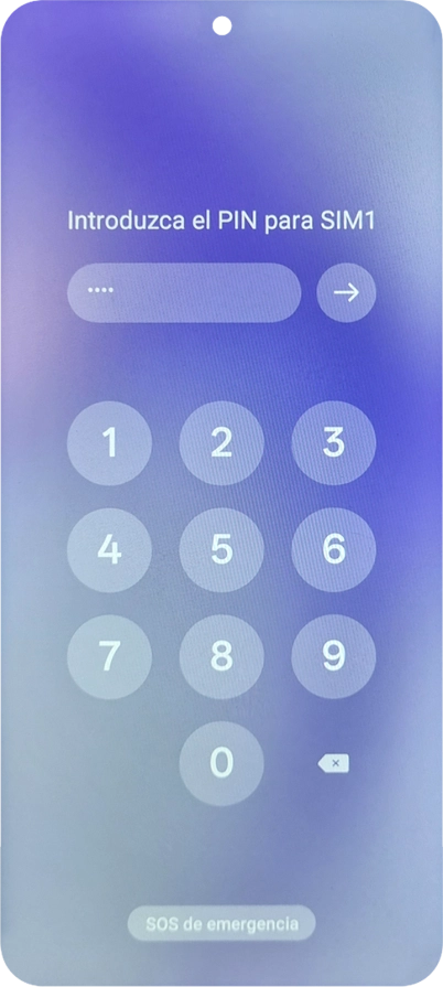 Si tu tarjeta SIM está bloqueada, introduce el código PIN y pulsa la flecha hacia la derecha.