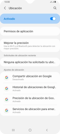 Pulsa Permisos de aplicación.