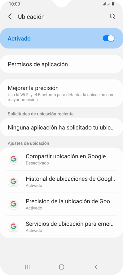 Pulsa Permisos de aplicación.
