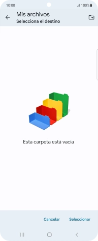 Si deseas crear una nueva carpeta, pulsa el icono de nueva carpeta y sigue las indicaciones de la pantalla para crearla.