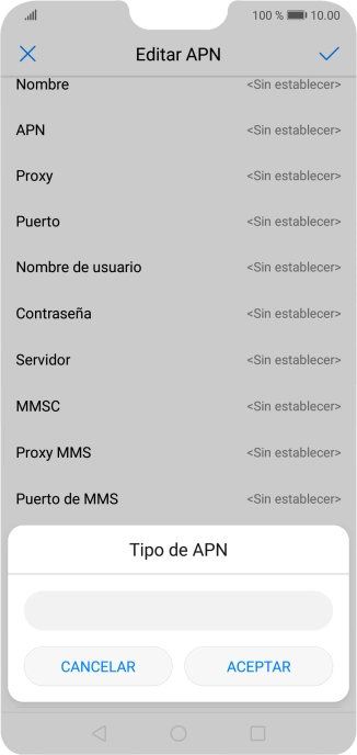 Introduce default y pulsa ACEPTAR.