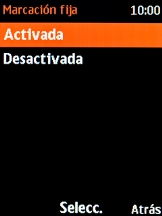 Selecciona Activada para activar la marcación fija.