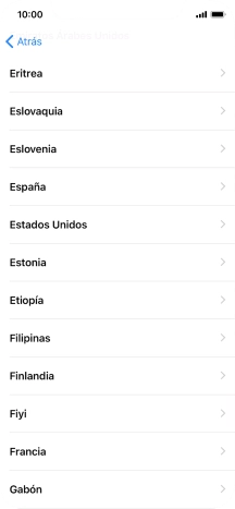 Pulsa el país o el área deseados.