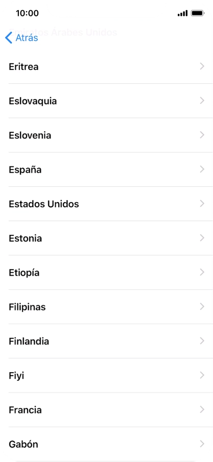 Pulsa el país o el área deseados.