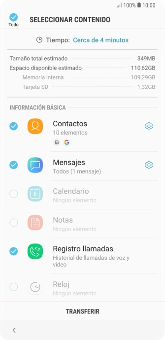 Pulsa los tipos de datos deseados.