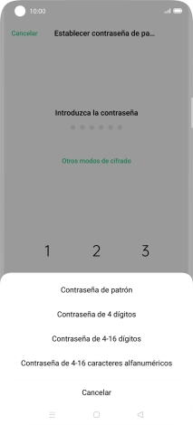 Pulsa el código de seguridad deseado y sigue las indicaciones de la pantalla para crear un código de seguridad del teléfono adicional.
