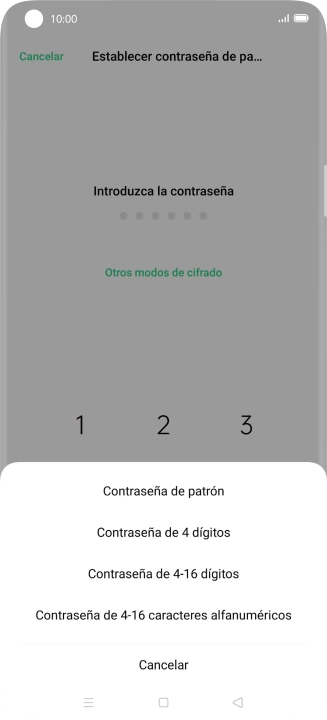 Pulsa el código de seguridad deseado y sigue las indicaciones de la pantalla para crear un código de seguridad del teléfono adicional.