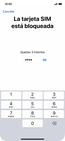 Si es necesario desbloquear la tarjeta SIM, introduce el código PIN y pulsa OK.