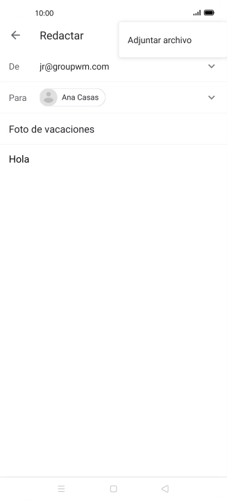 Pulsa Adjuntar archivo y desplázate a la carpeta deseada.