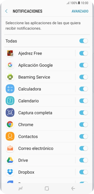 Pulsa el indicador junto a la app deseada para activar o desactivar la función.