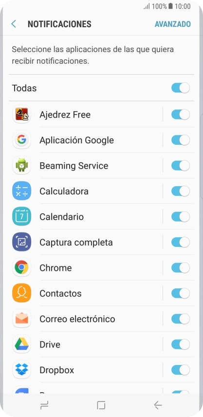 Pulsa el indicador junto a la app deseada para activar o desactivar la función.