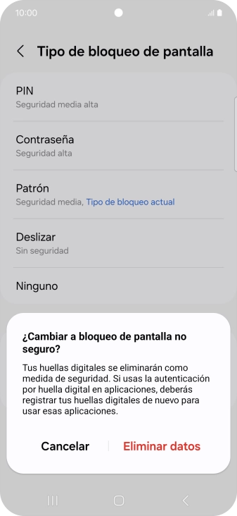 Pulsa Eliminar datos.