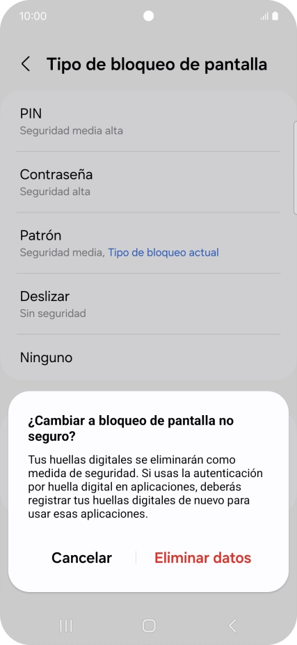 Pulsa Eliminar datos.