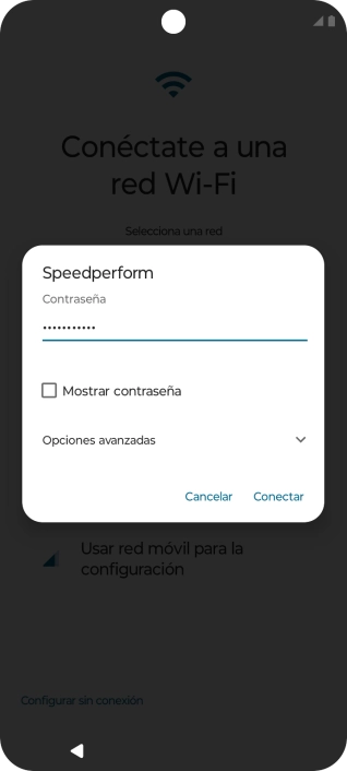 Introduce la contraseña de la red wifi y pulsa Conectar.