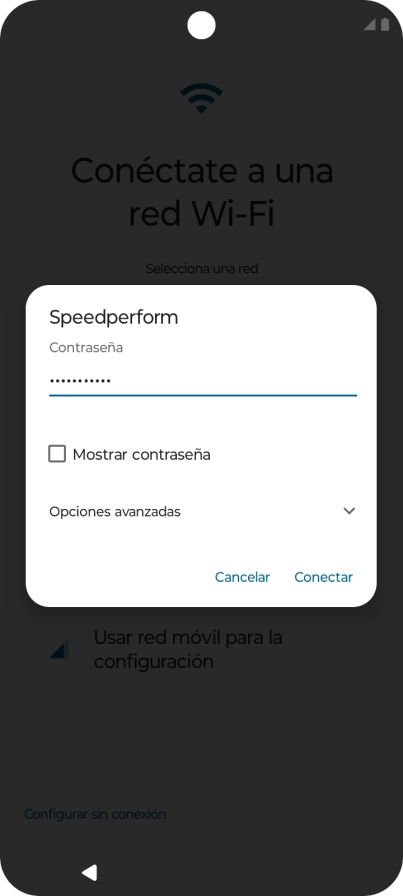 Introduce la contraseña de la red wifi y pulsa Conectar.