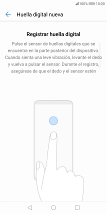 Sigue las indicaciones de la pantalla para crear una huella digital como código de seguridad.