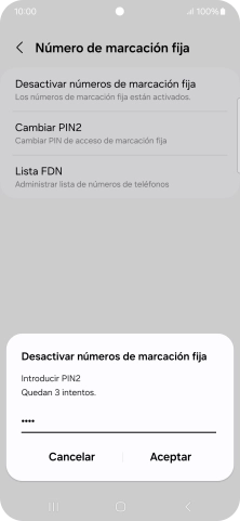 Introduce el código PIN2 y pulsa Aceptar.