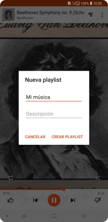 Introduce el nombre deseado de la lista de reproducción y pulsa CREAR PLAYLIST.