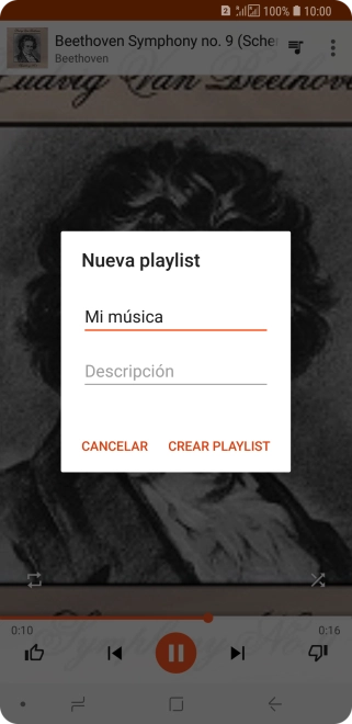 Introduce el nombre deseado de la lista de reproducción y pulsa CREAR PLAYLIST.