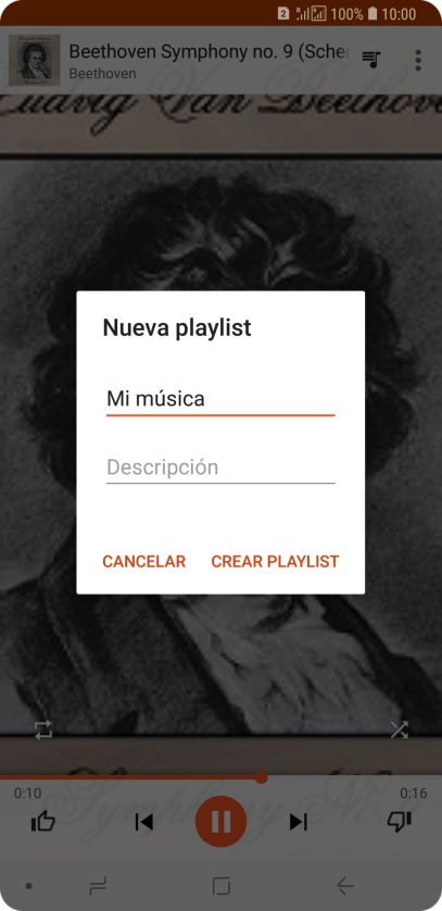 Introduce el nombre deseado de la lista de reproducción y pulsa CREAR PLAYLIST.