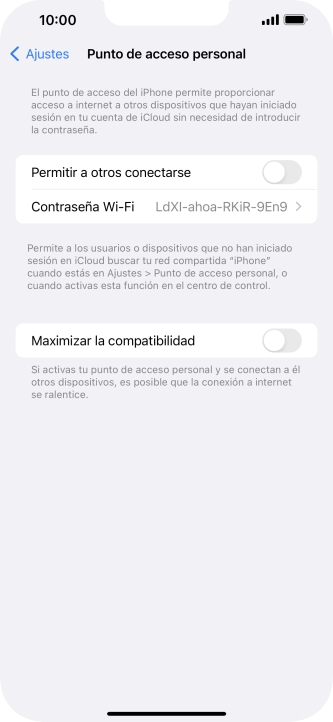 Pulsa Contraseña Wi-Fi e introduce una contraseña.
