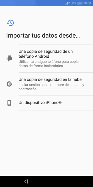 Pulsa la opción deseada y sigue las indicaciones de la pantalla para transferir contenido desde el otro teléfono y finalizar la activación de tu teléfono.