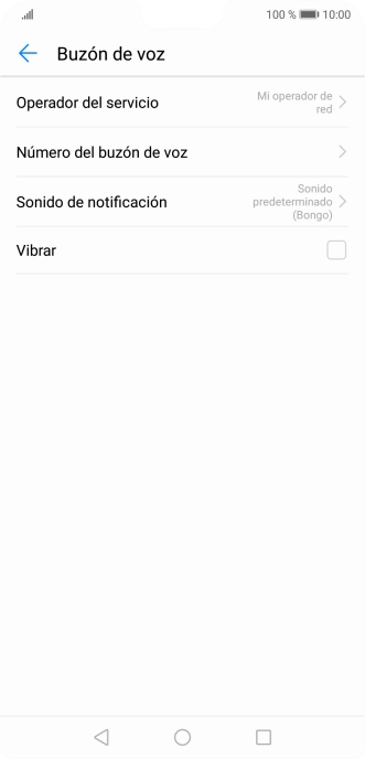 Pulsa Número del buzón de voz.