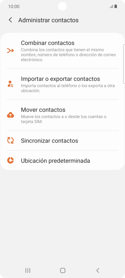 Pulsa Importar o exportar contactos.
