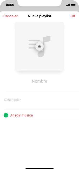 Pulsa en el campo de escritura e introduce el nombre de la lista de reproducción.