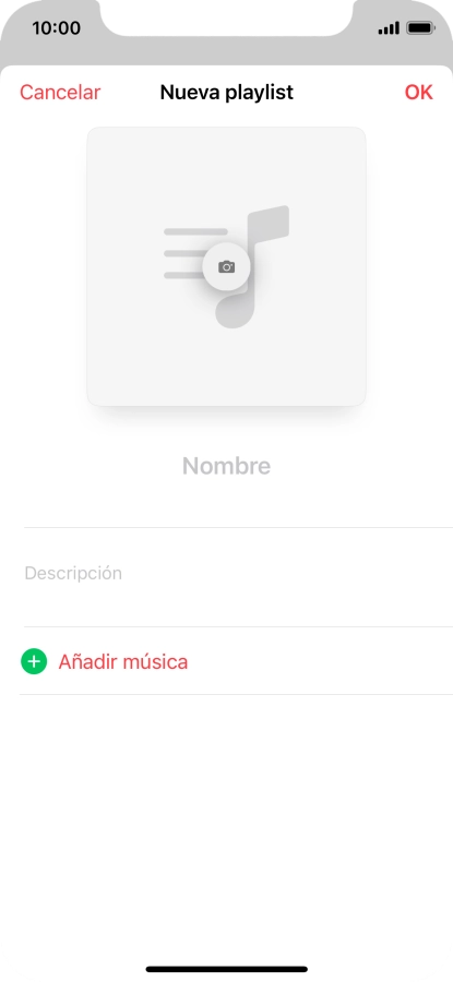 Pulsa en el campo de escritura e introduce el nombre de la lista de reproducción.