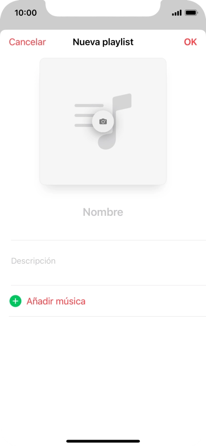 Pulsa en el campo de escritura e introduce el nombre de la lista de reproducción.
