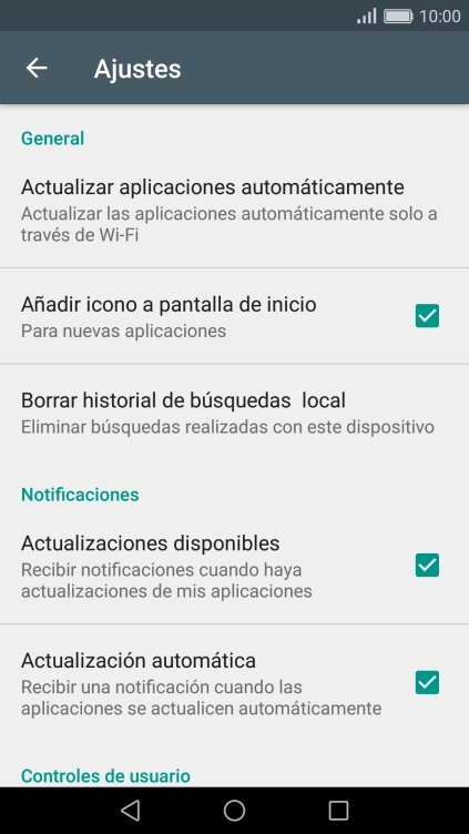 Pulsa Actualizar aplicaciones automáticamente.