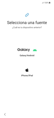 Pulsa el ajuste deseado y sigue las instrucciones de la pantalla para transferir el contenido del otro teléfono.