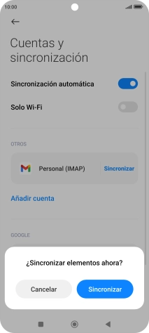 Si activas la función, pulsa Sincronizar.