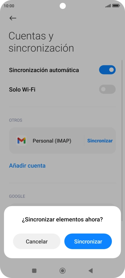 Si activas la función, pulsa Sincronizar.